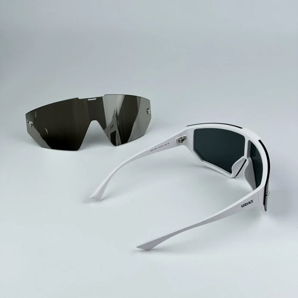 Versace VE4461 314/87 BRAND NEW Sunglasses White Mirror Silver Detachable Lens